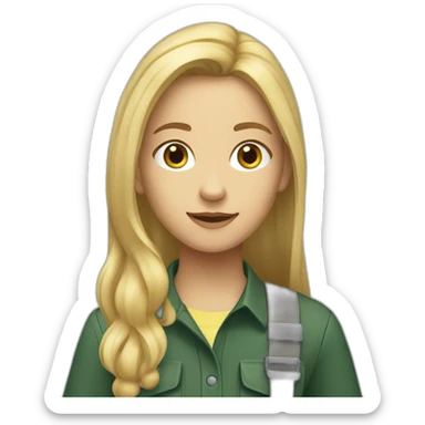 a blond teen with semi long hair working as a forest planner sticker