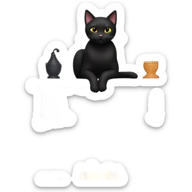 black cat on top of fireplace mantle sticker