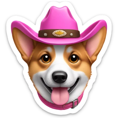 corgi dog with a pink cowboy hat sticker