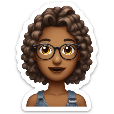 que sea una chica con cabello color cafe y con gafas pero muy bella que sea blaca con un chico con dos lunares arriba de la boca y peinado de sombrillita pero muy bello sticker