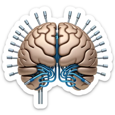 brain and circuit fusion representing AI sticker