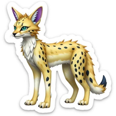 Epic Edgy Colorful ethereal eldritch Sergal-Serval-Fionbri full body sticker