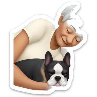 Grandma sleeping with French bulldog sticker