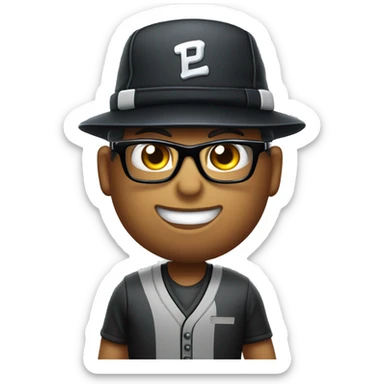 Mulatto umpire, blank hat, confident business young adult cat pfp with smart glasses, eyes gleaming with redemption sticker