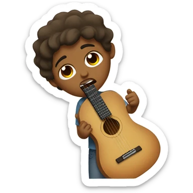 brown boy crying with a broken guitar sticker