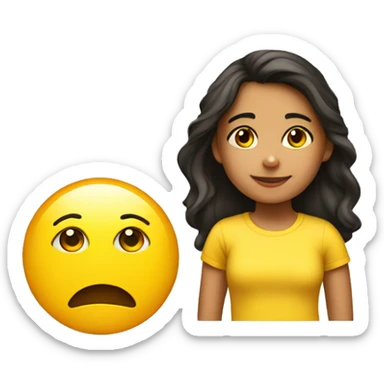 young  Hispanic Girl
 Wearing a yellow t shirt sticker