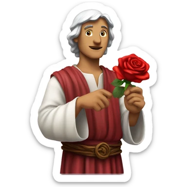 Dante Alighieri holding a rose in his hand sticker