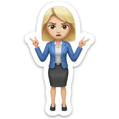 angry blonde female teacher full body without glasses sticker
