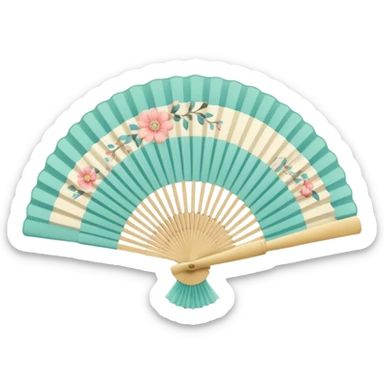 hand held ladies fan with accordian pleats sticker