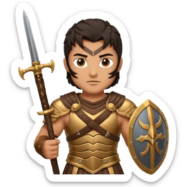 Gladiator with dark hair and dual sword sticker