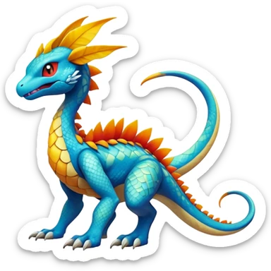 cool exotic fantasy-creature-Fakémon-Pokémon, full body, with markings sticker