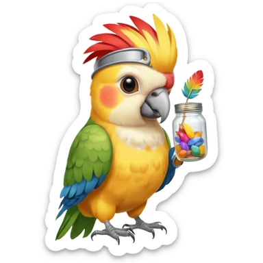 cockatiel parrot bird holding mason jar sticker