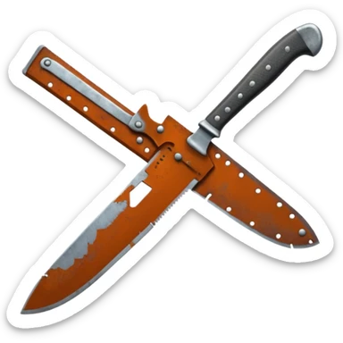 a big machete from the Friday the 13th movie sticker