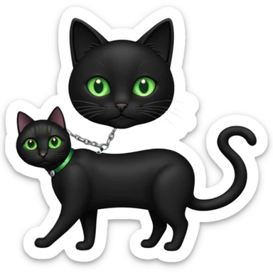 black cat walking on a leash sticker