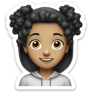 A white teenager with black curly hair with a fade and big nose with black hoodie sticker