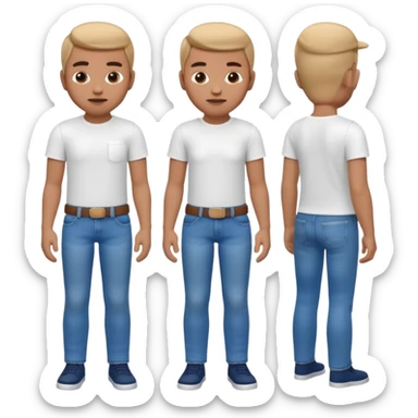 A 3D cartoon casual T-shirt and jeans outfit arranged on flat surface, bright lighting, Memoji-style realism. sticker