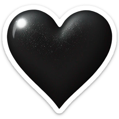 black heart with white glitter sticker