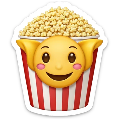 Smiling Emoji with 👀 for eyes and is eating popcorn 🍿 sticker