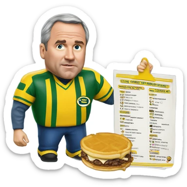 Mike McCarthy with Waffle House menu sticker