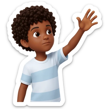 black boy curly hair reaching for something sticker
