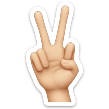 Hand making a W shape with 4 fingers with the 2 in the middle twisted sticker