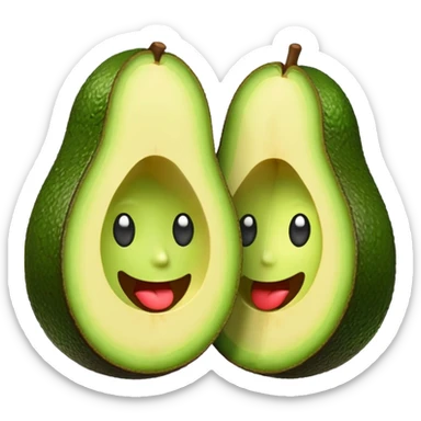 ios style emoji of two avocado halves with faces and hearts above them sticker