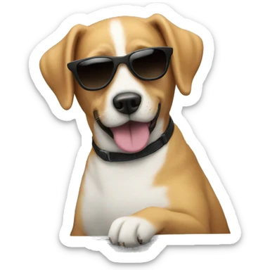 Dog with sunglasses in convertible sticker