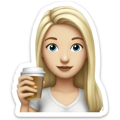 white girl with  drinking tea sticker