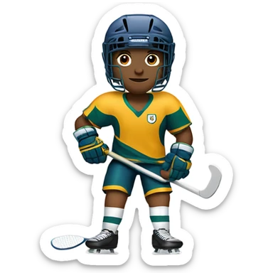 Hockey player with a football helmet and a tennis racket sticker