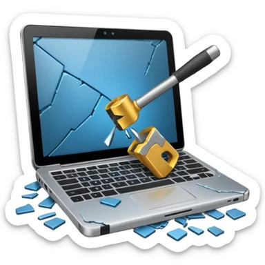 Hit laptop with hammer sticker