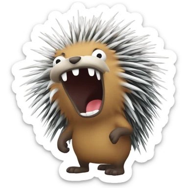 Porcupine drawing puking sticker