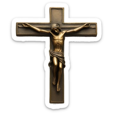 crucifix bronze, flying christ sticker