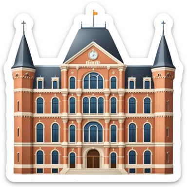 cinematic-realistic-rijksmuseum-landmark-emoji,-depicted-with-the-grand-facade-of-the-museum-rendered-in-intricate-detail-and-soft,-historical-lighting. sticker