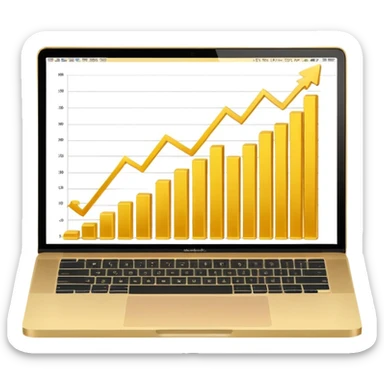 golden increasing chart on mac book screen sticker