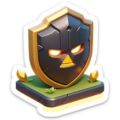Clash of Clans aesthetic: Cinematic Playful 3D Isometric Energy Shield Emoji, rendered in a 3D vector-style similar to standard emojis with minimal shading and bold, simplified shapes. A compact, distinct form with signature details, softly glowing with a futuristic sci-fi warfare charm. Simplified yet unmistakably iconic, highly detailed and consistent, glowing with a soft radiance and high shine. Stylized with a touch of high-tech brilliance and a soft glowing outline, capturing the essence of a beloved gaming relic with a friendly, playful manner! sticker