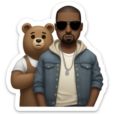 Kanye west with bear sticker