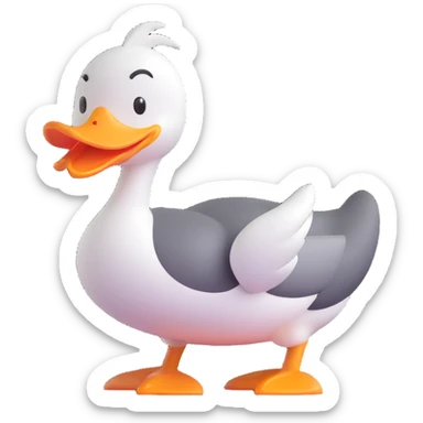 A cartoon-style duck with its beak open, shouting “WAK!” in big comic-style letters. The duck looks expressive and loud, with motion lines to show the sound. White background, bold and fun sticker
