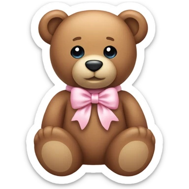 Teddy bear with light pink bow around neck sticker
