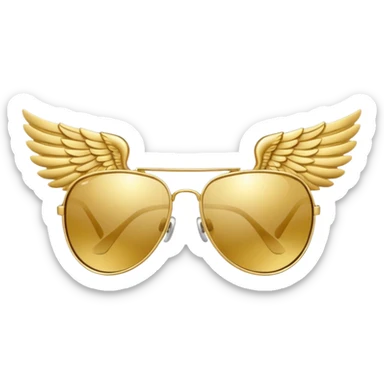 fancy gold  sunglasses with wings sticker
