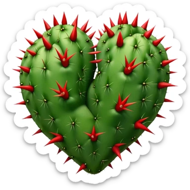 Cactus heart with thorns sticker