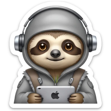 sloth wearing high tech gear sticker