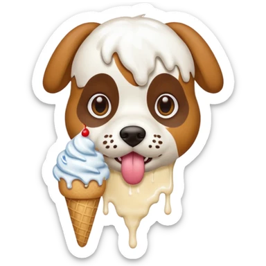 dog sitting eating ice cream sticker