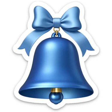 blue christmas bell with white ribbon sticker