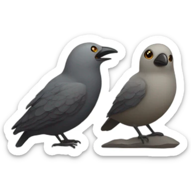 two dead birds and a rock sticker