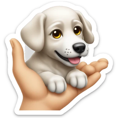 Hund mit Spielzeug in der Hand  sticker
