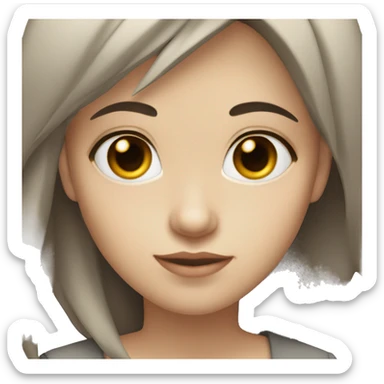 Girl with Pale skin, dark brown hair with side bangs, brown eyes sticker