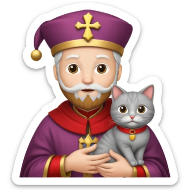 sinterklaas maar hij houd een kat vast sticker