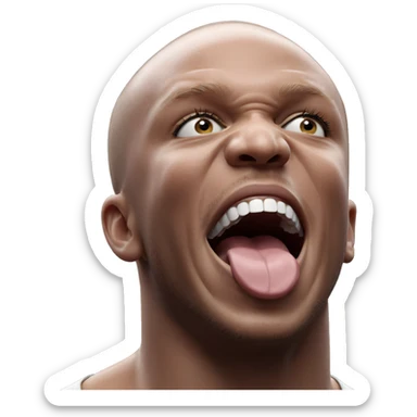 bald boy portrait with smile sticker