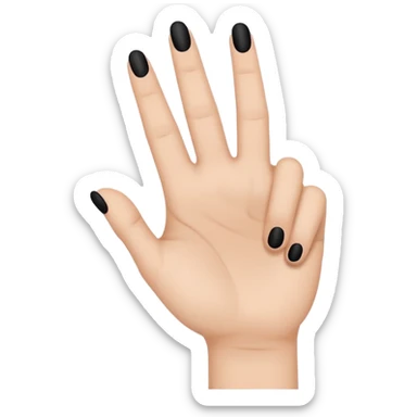 Minimal emoji icon of a human hand showing one finger, small black tattoo of the number 8 centered on the finger, thin line style, flat emoji design, simplified shape, neutral skin tone, centered, transparent background sticker