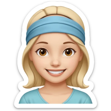 Girl wearing cloth headband and smile sticker